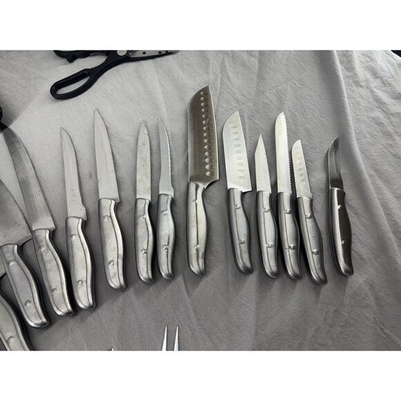 Knife Block With Knives, Poultry Shears, Fork, And Sharpener By Phillipe Richard - Picture 10 of 13